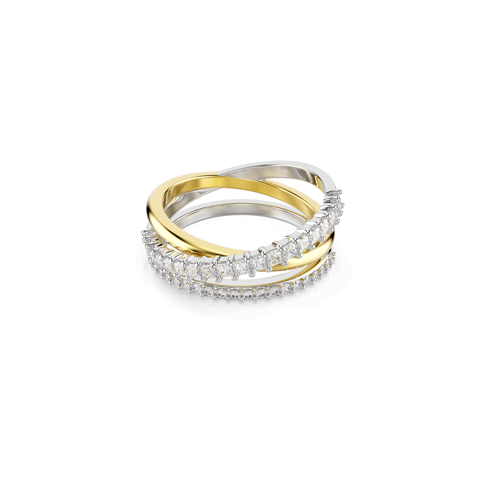 Hyperbola ring, Mixed cuts, White, Mixed metal finish