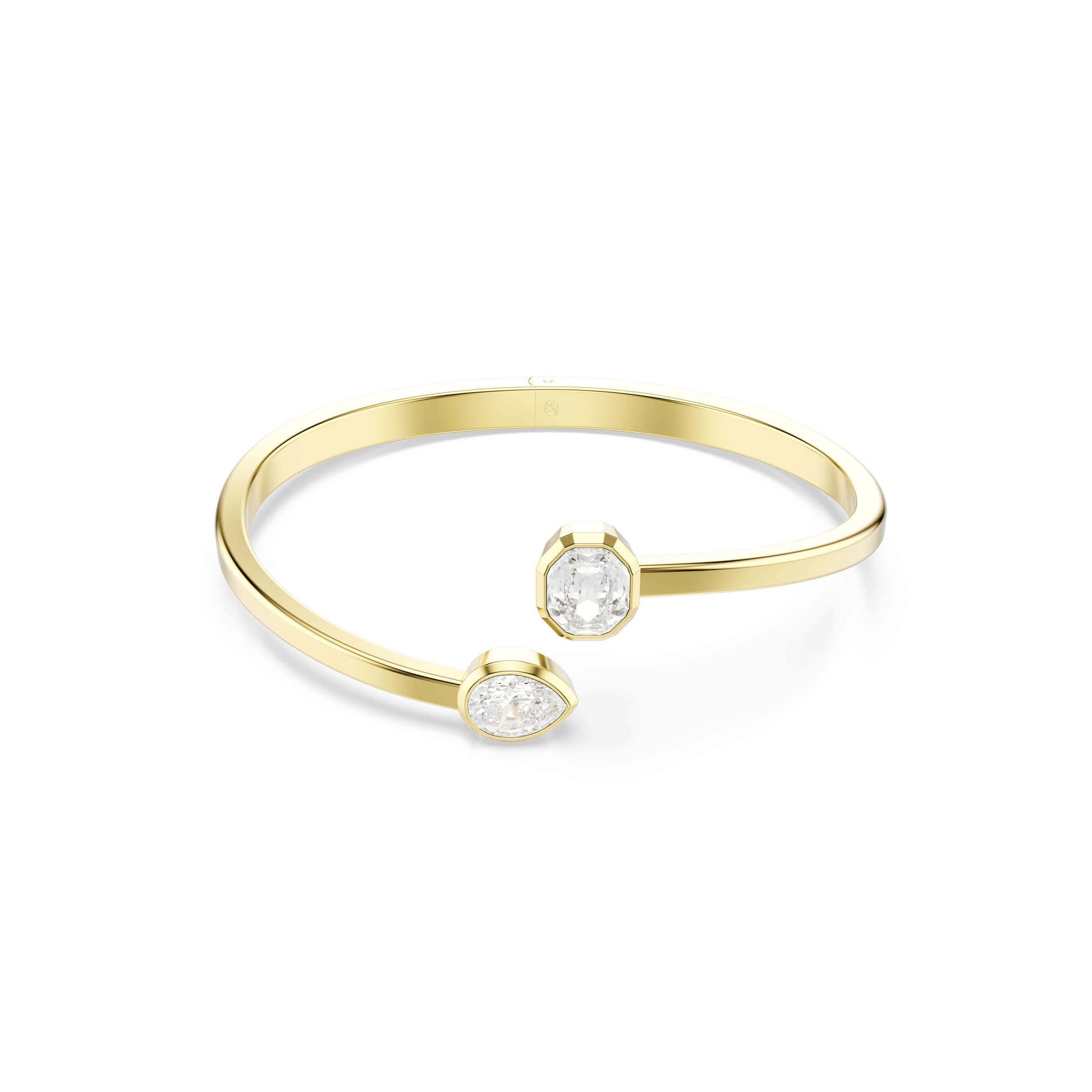 Imber bangle, Mixed cuts, White, 18K gold finish