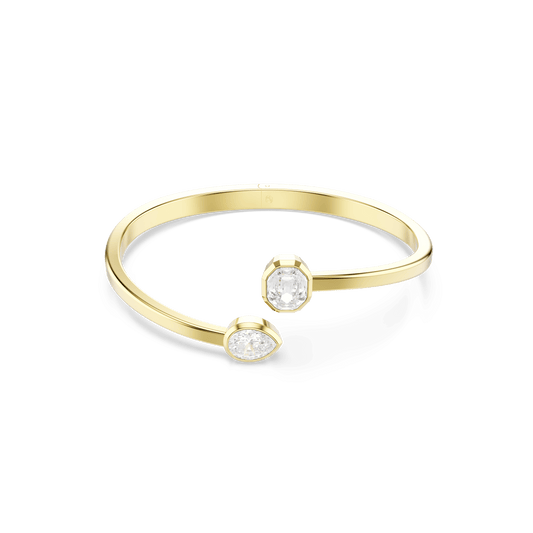 Imber bangle, Mixed cuts, White, 18K gold finish