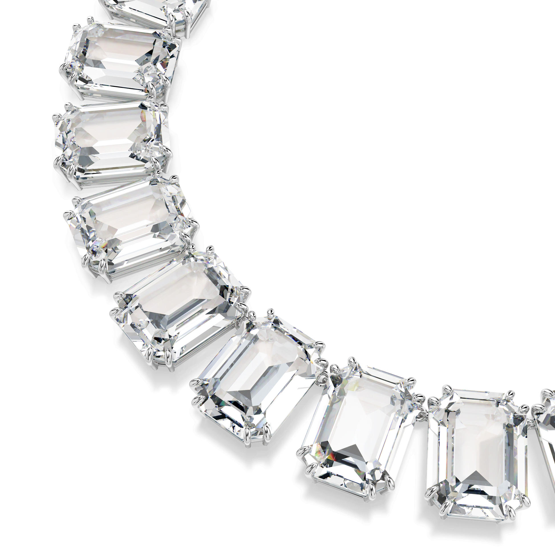 Millenia necklace, Oversized crystals, Octagon cut, White, Rhodium plated