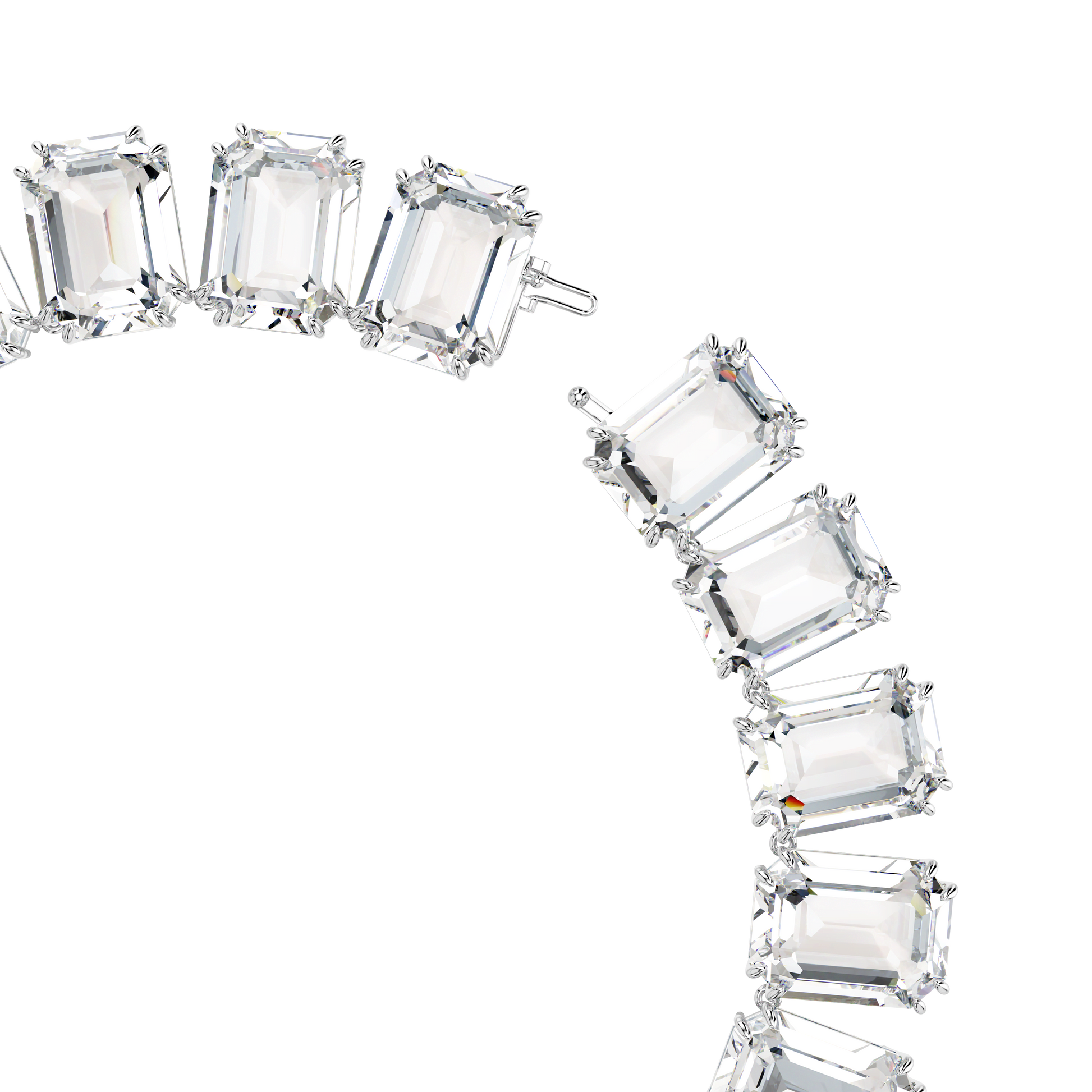 Millenia necklace, Oversized crystals, Octagon cut, White, Rhodium plated