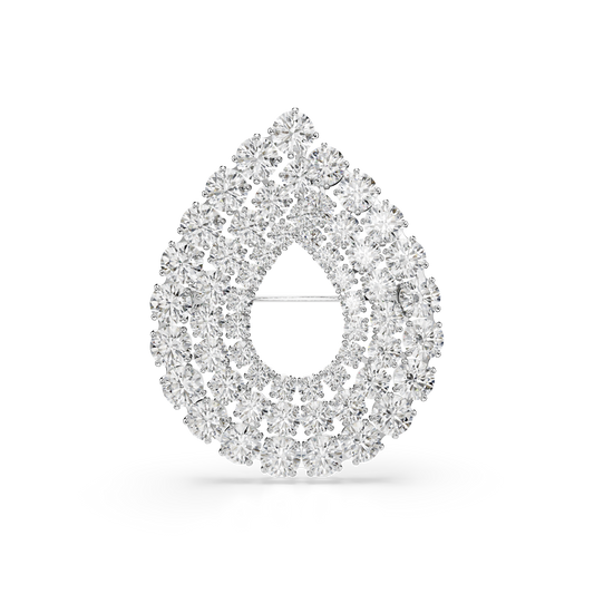 Swarovski Matrix brooch, Round cut, White, Rhodium plated