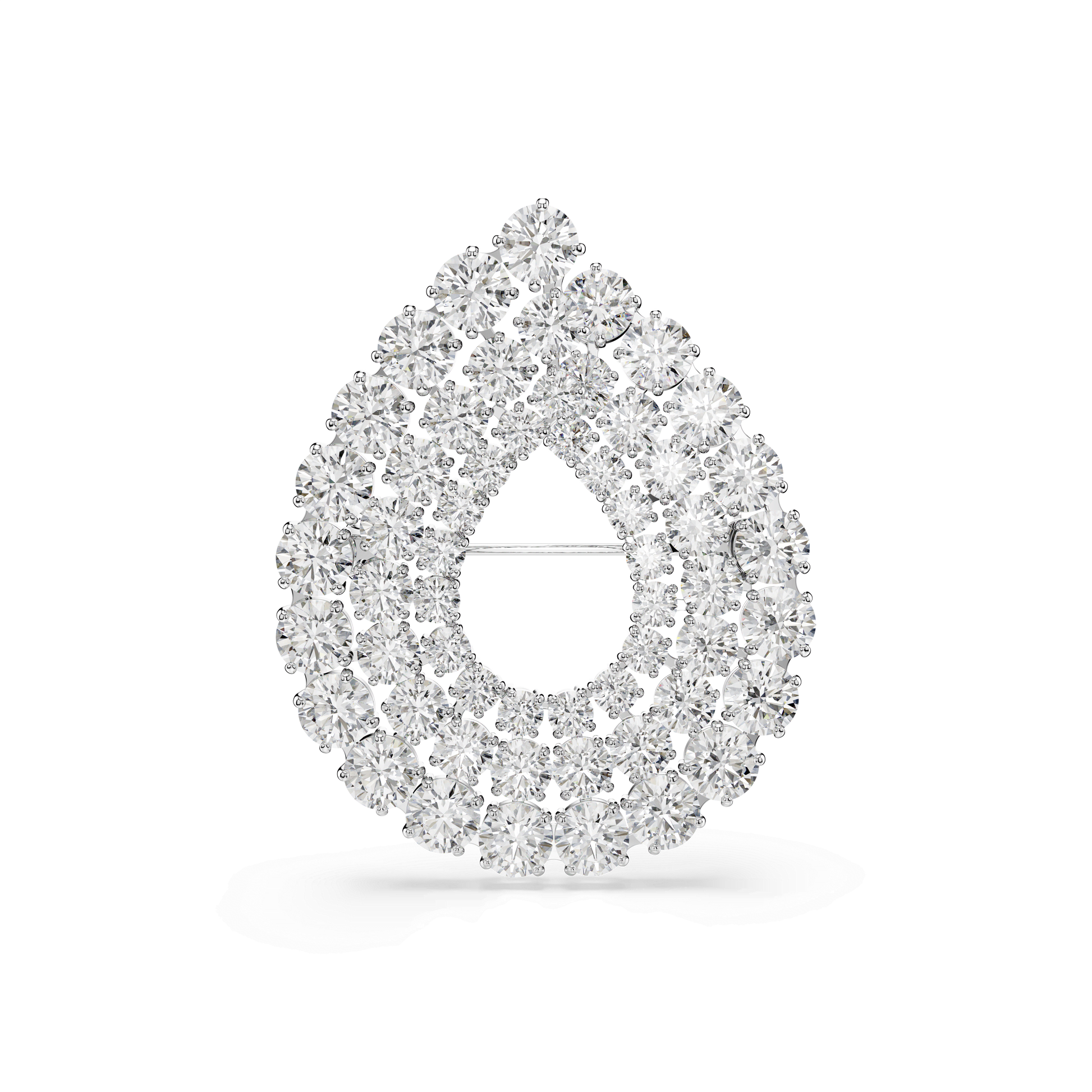Matrix brooch, Round cut, White, Rhodium plated