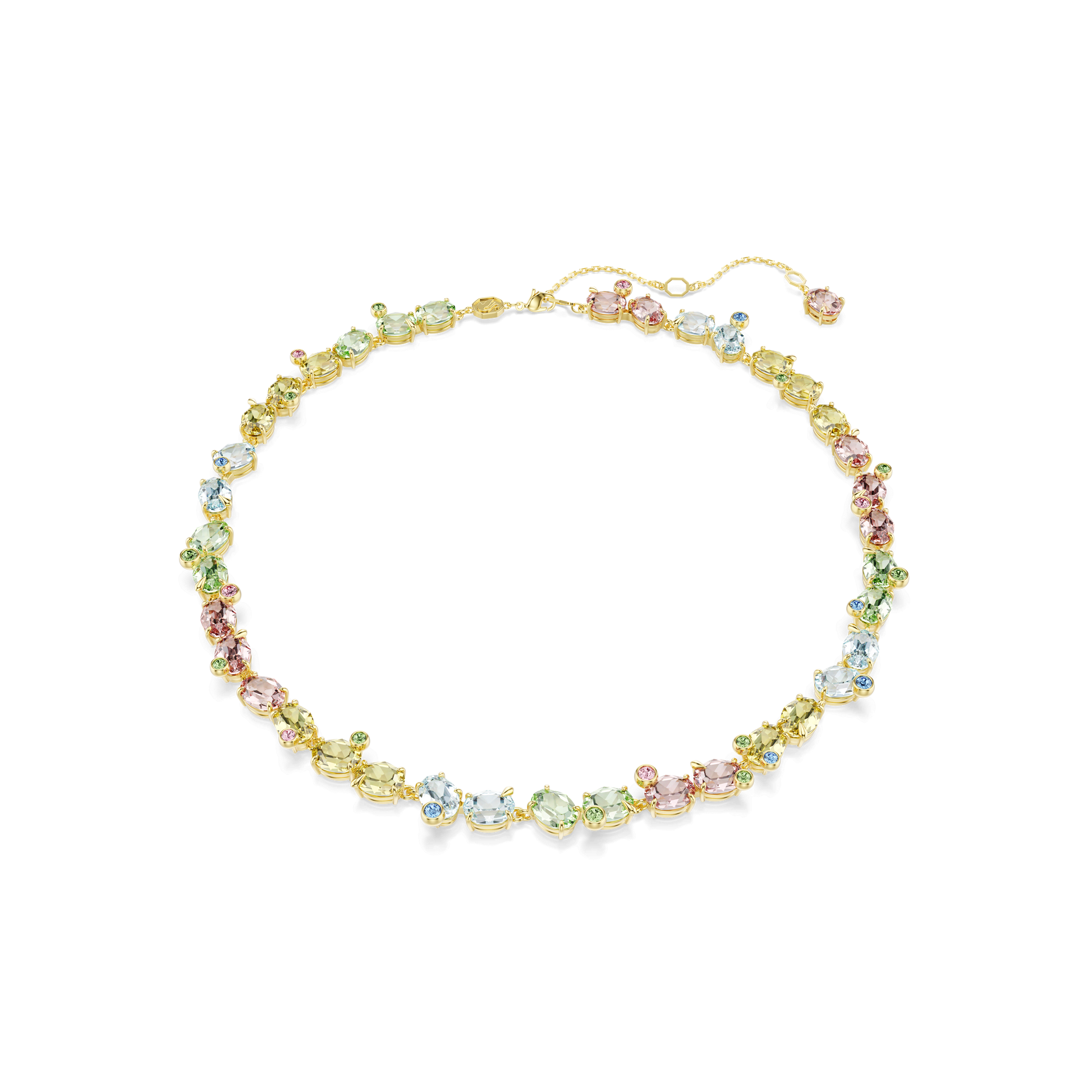 Gema necklace, Mixed cuts, Multicolored, 18K gold finish