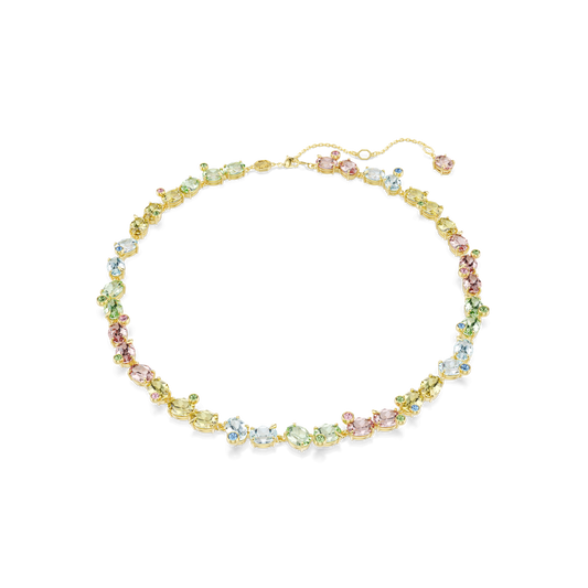 Gema necklace, Mixed cuts, Multicolored, 18K gold finish
