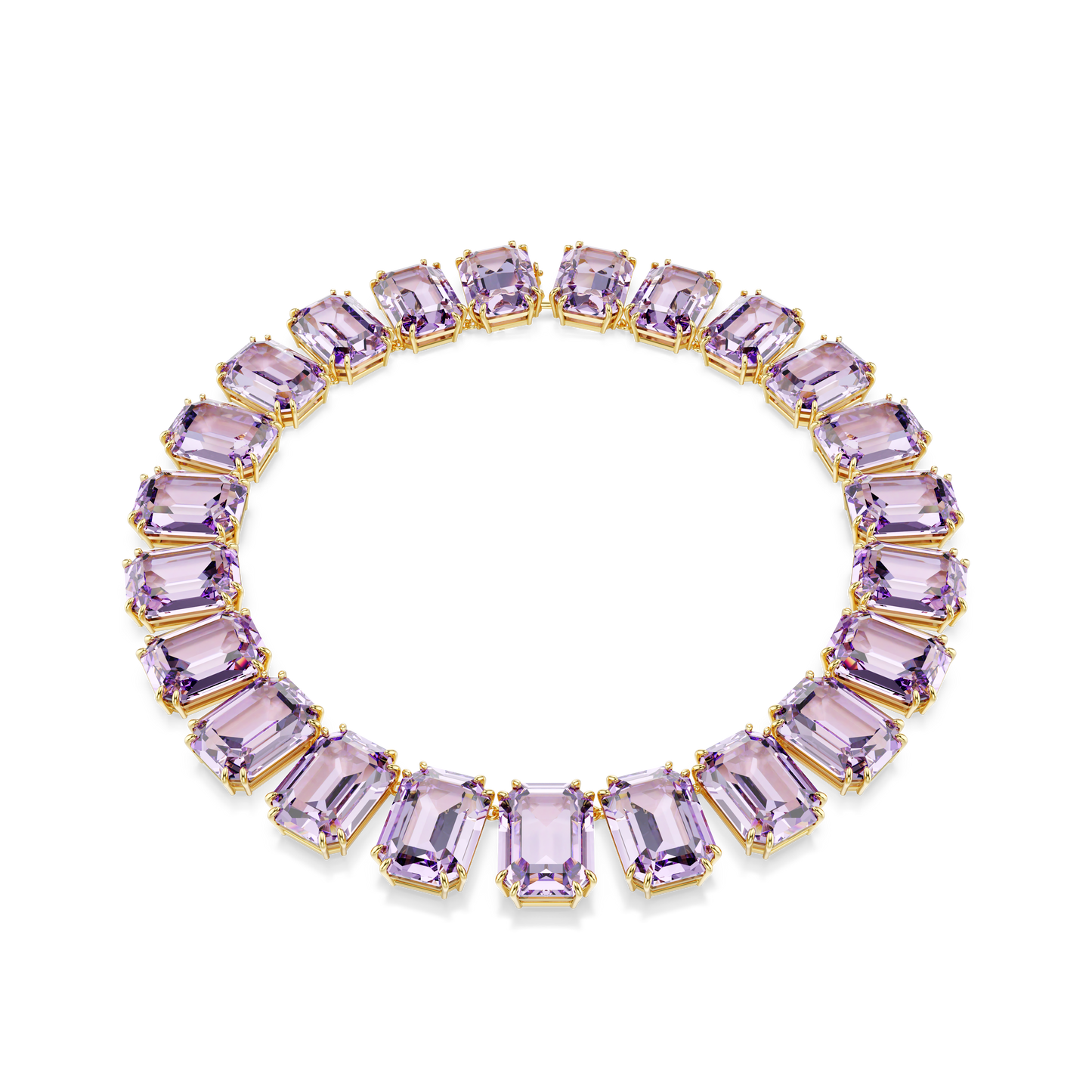 Swarovski Millenia Tennis necklace, Octagon cut, Purple, Gold-tone plated