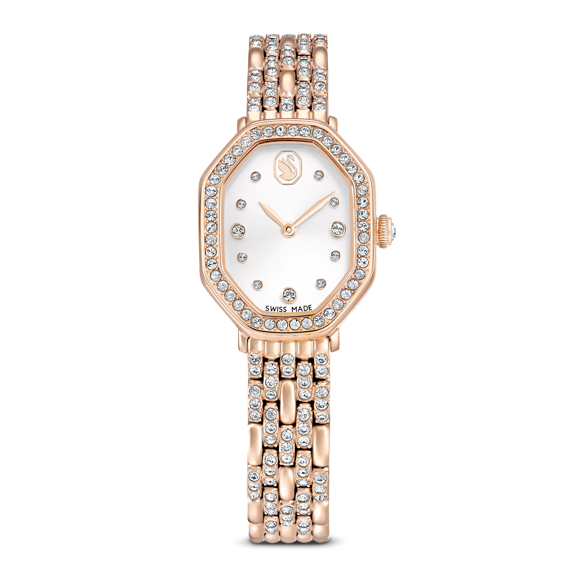 Dextera octagon watch, Swiss Made, Metal bracelet, Gold tone, Rose gold-tone finish