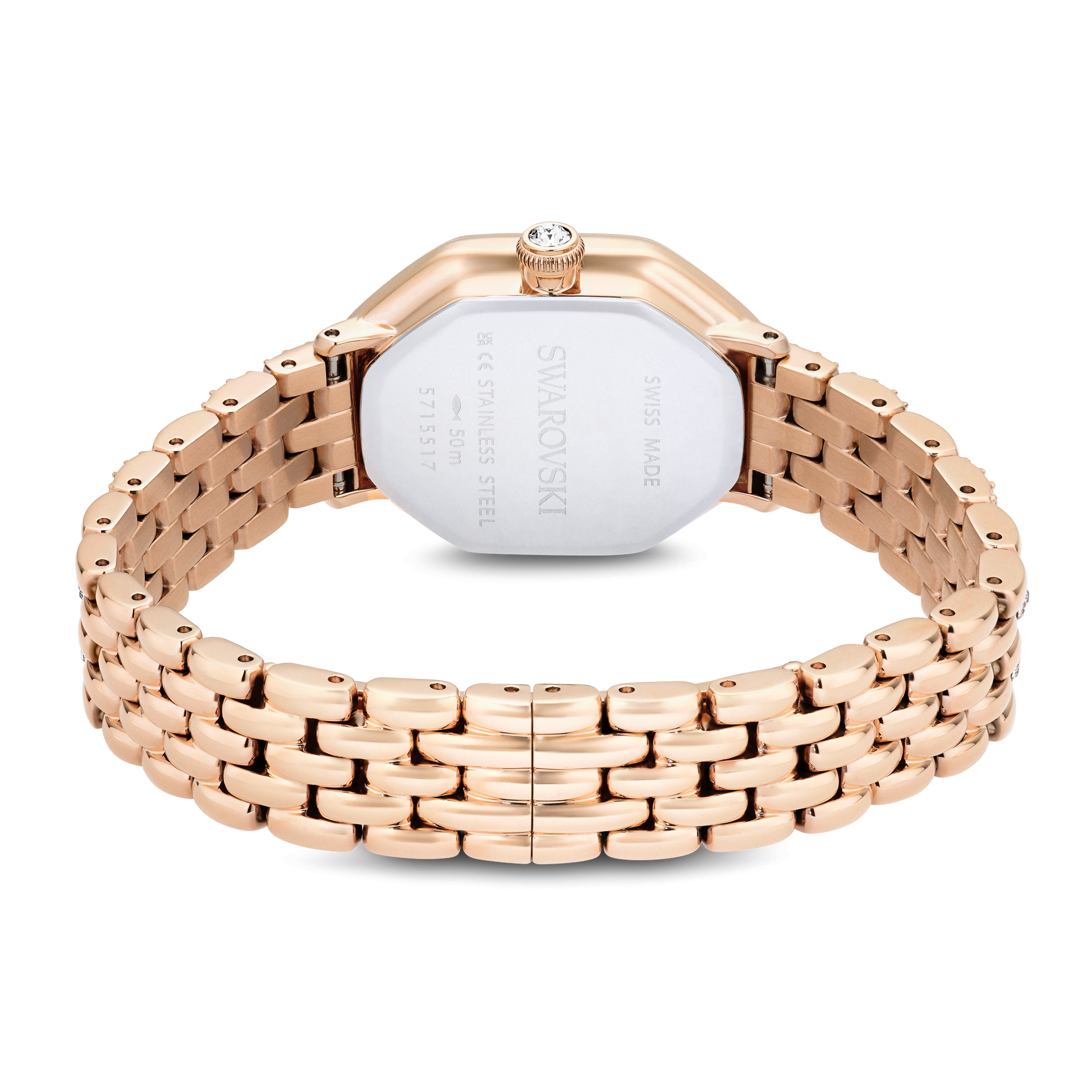 Dextera octagon watch, Swiss Made, Metal bracelet, Gold tone, Rose gold-tone finish