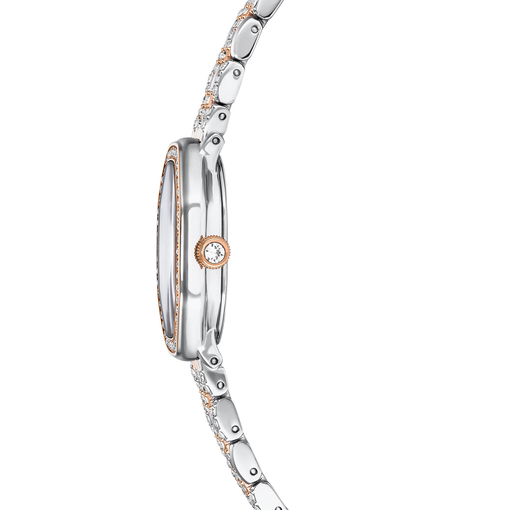 Dextera octagon watch, Swiss Made, Metal bracelet, Silver tone, Rose gold-tone finish