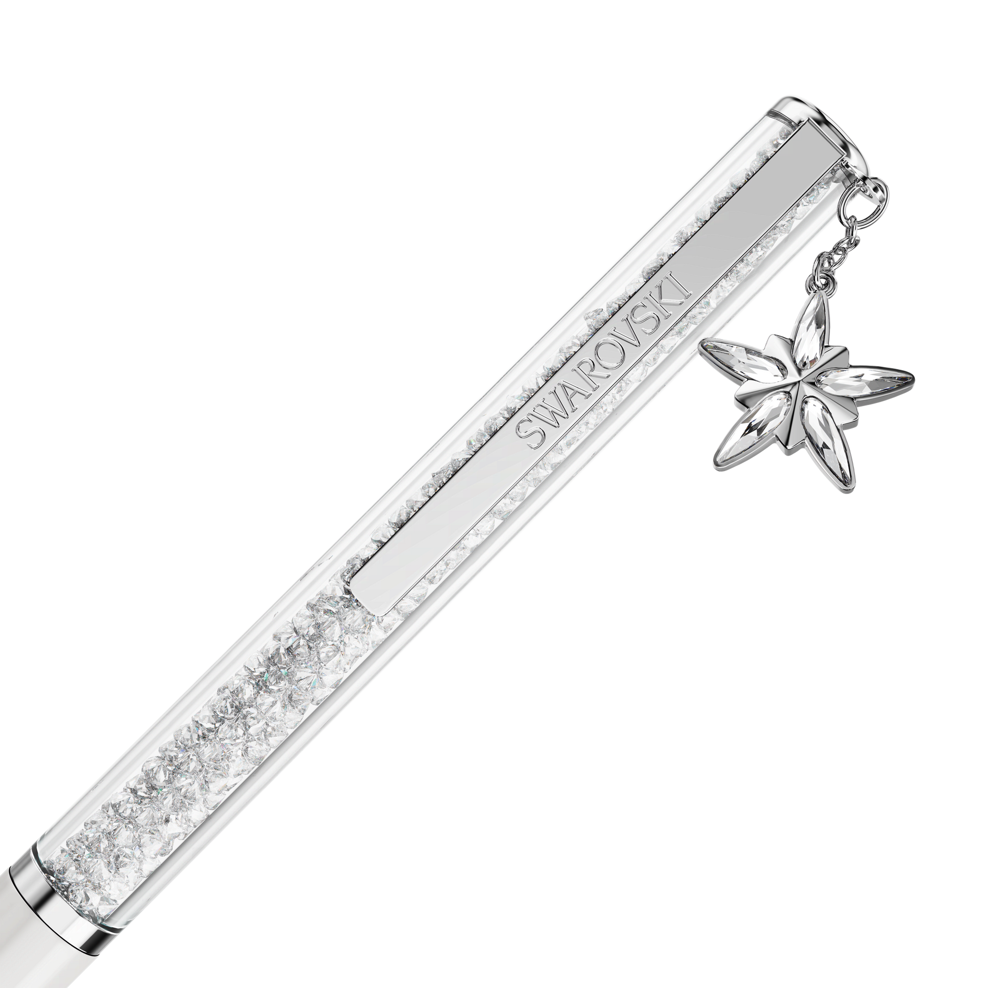 Crystalline ballpoint pen, White, White lacquered, Chrome plated