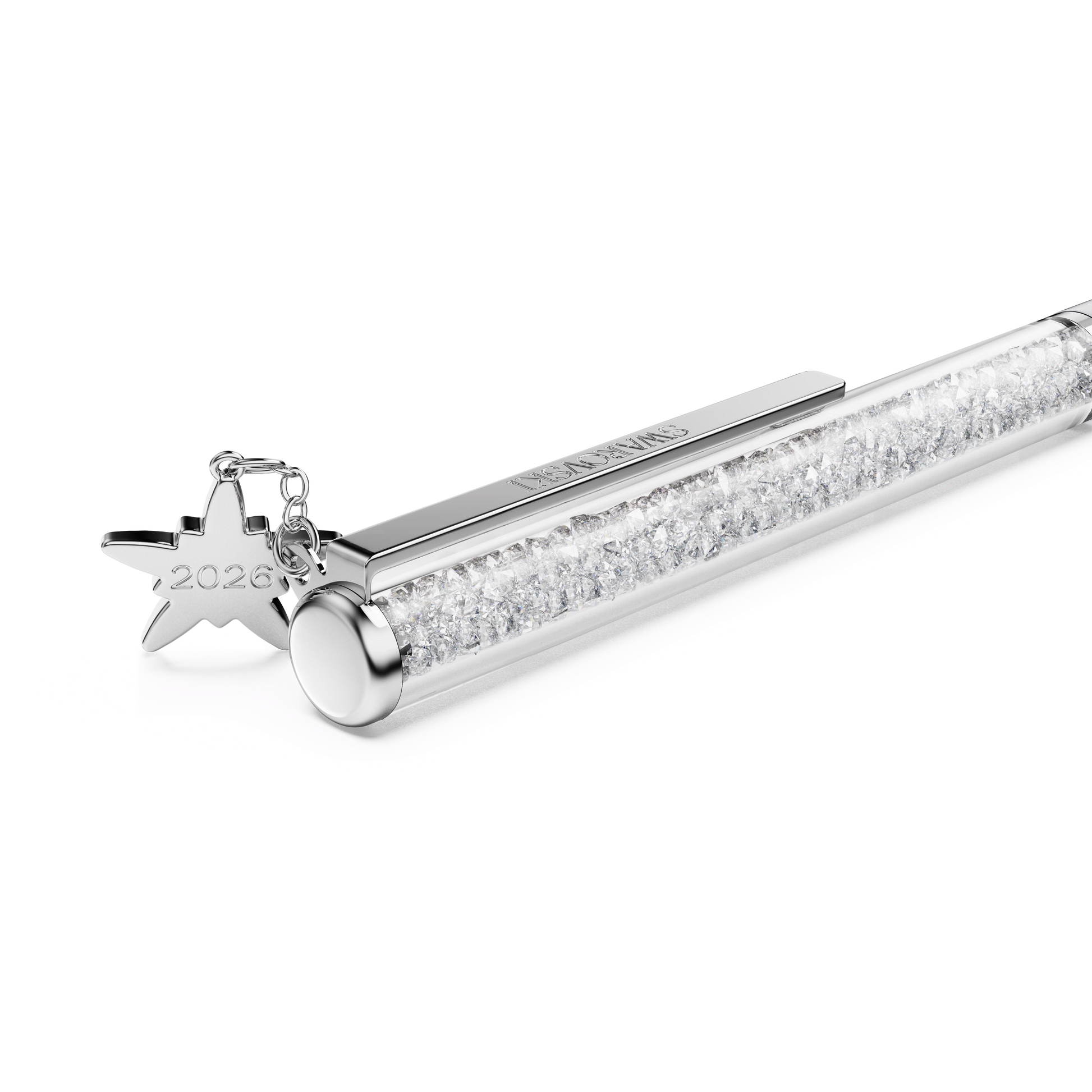 Crystalline ballpoint pen, White, White lacquered, Chrome plated