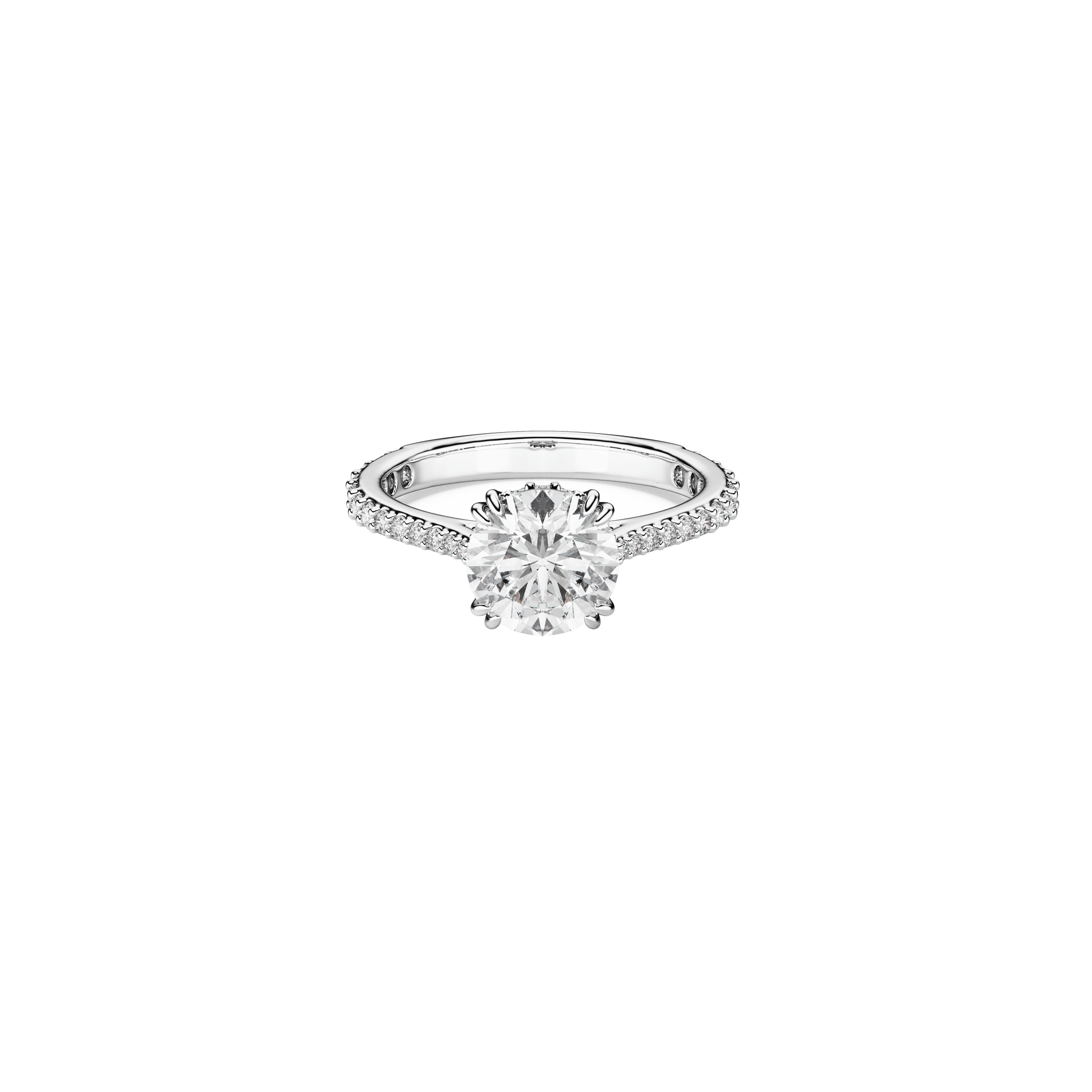 Stilla cocktail ring, Round cut, Pavé, White, Silver-tone finish