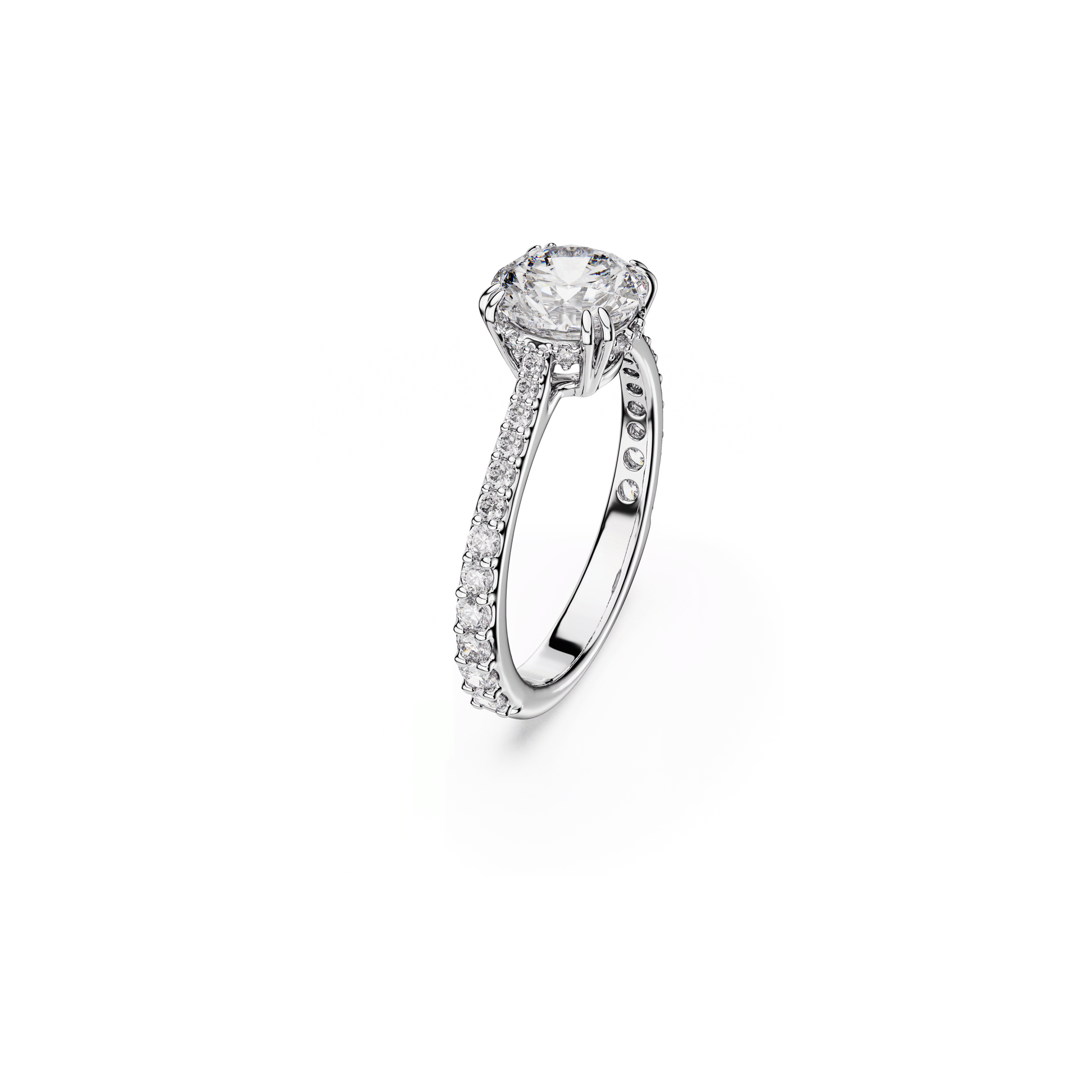 Stilla cocktail ring, Round cut, Pavé, White, Silver-tone finish