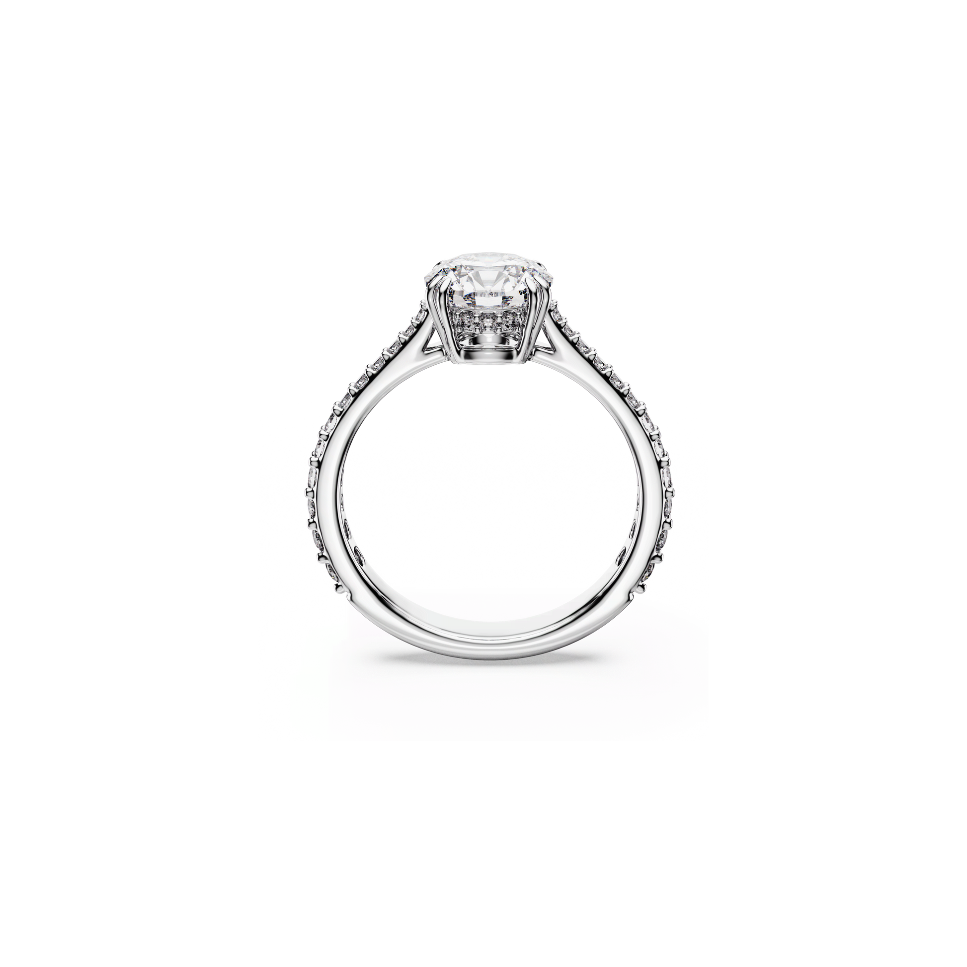 Stilla cocktail ring, Round cut, Pavé, White, Silver-tone finish