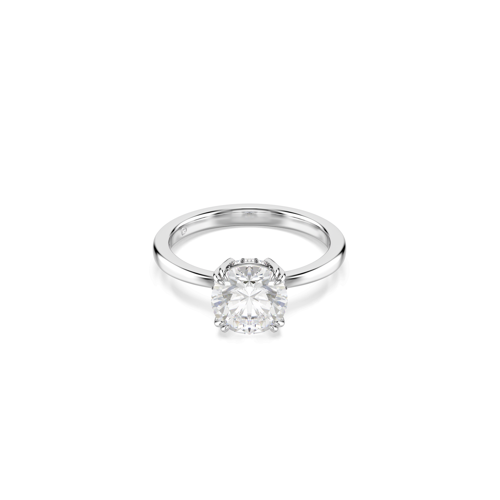Stilla cocktail ring, Round cut, White, Silver-tone finish