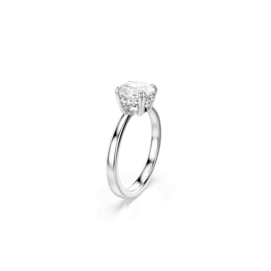 Stilla cocktail ring, Round cut, White, Silver-tone finish