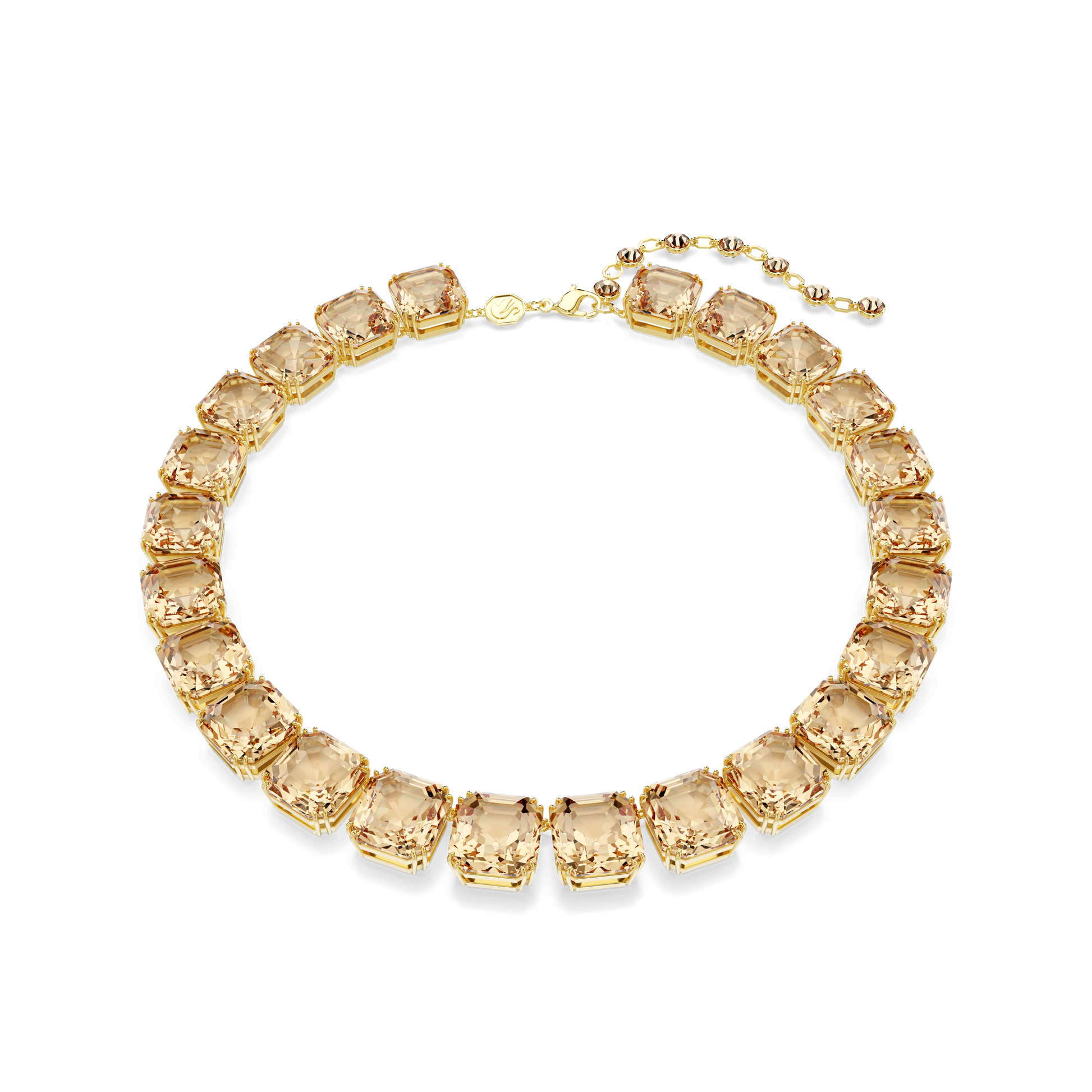 Millenia necklace, Octagon cut, Caramel, 18K gold finish