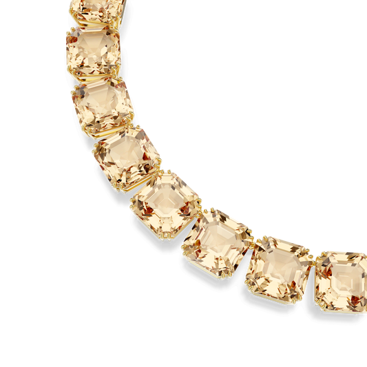 Millenia necklace, Octagon cut, Caramel, 18K gold finish