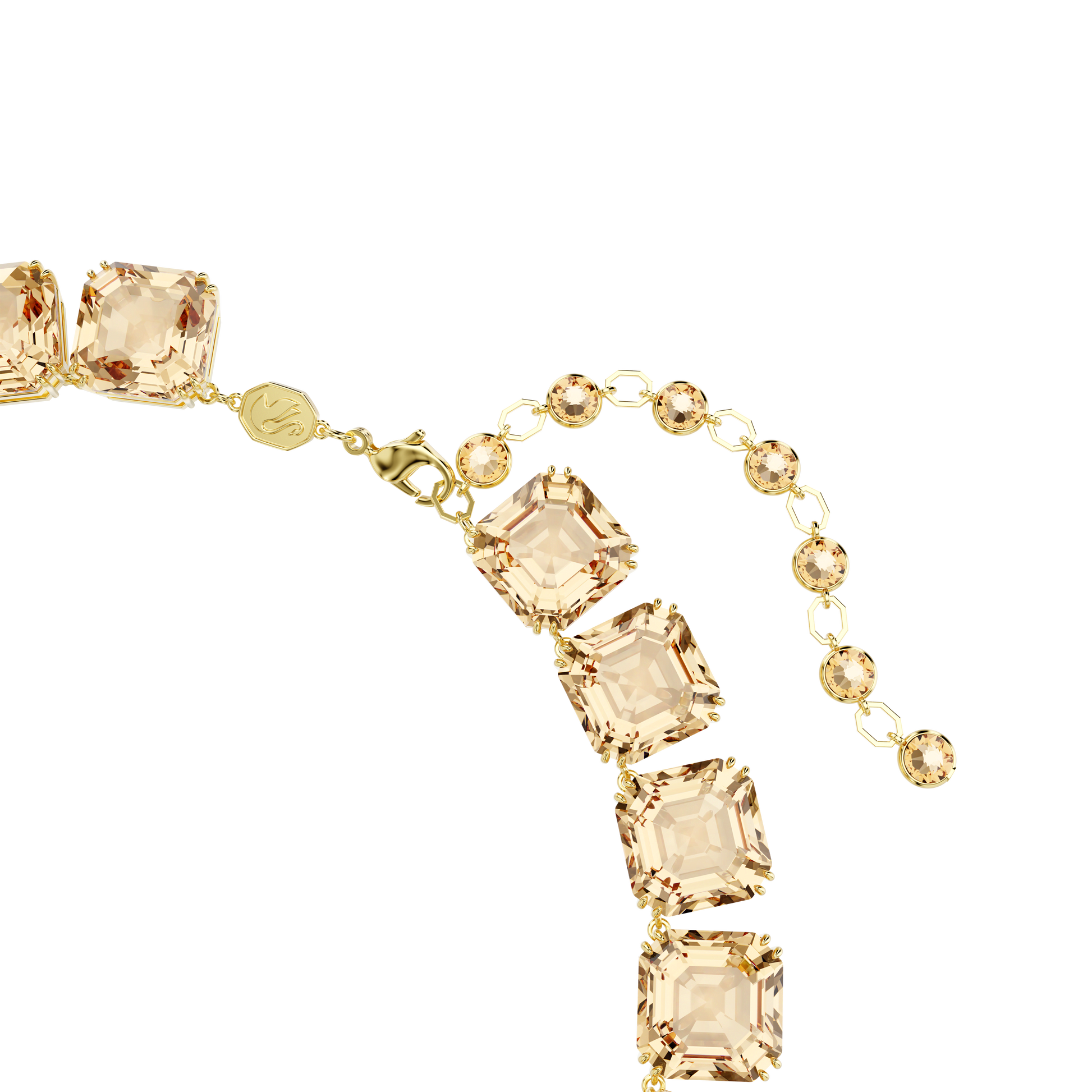 Millenia necklace, Octagon cut, Caramel, 18K gold finish