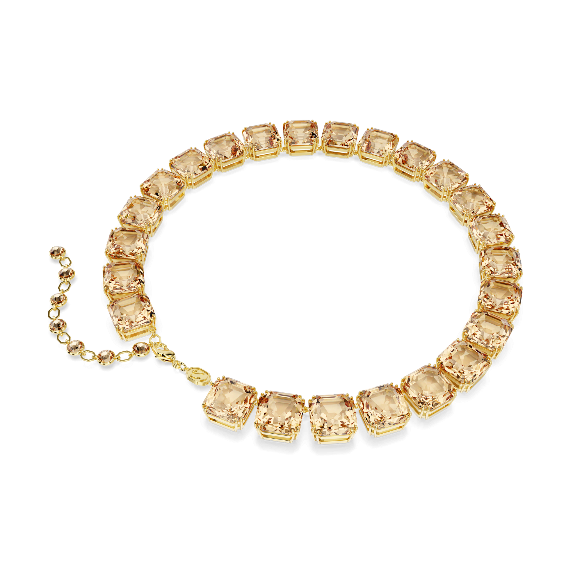 Millenia necklace, Octagon cut, Caramel, 18K gold finish