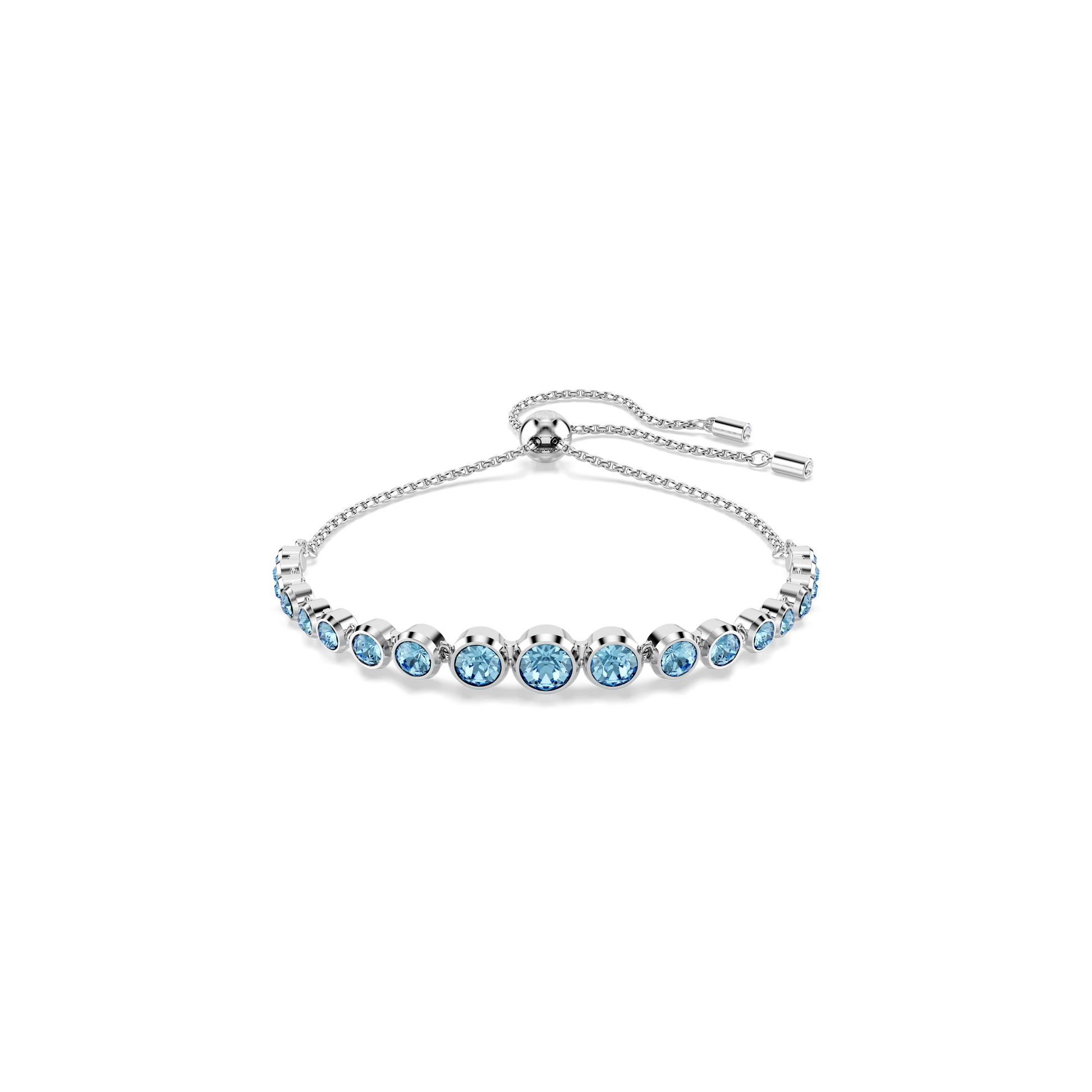 Imber bracelet, Mixed round cuts, Blue, Rhodium plated