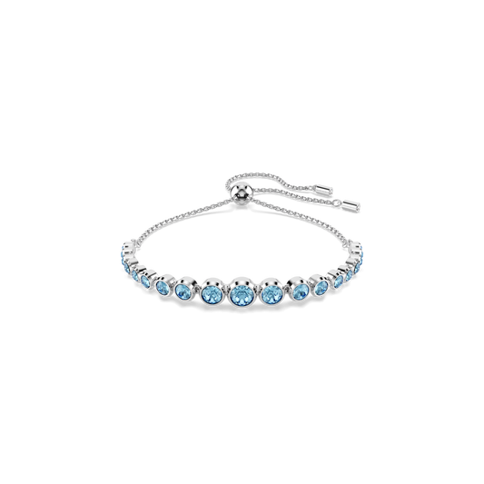 Imber bracelet, Mixed round cuts, Blue, Rhodium plated
