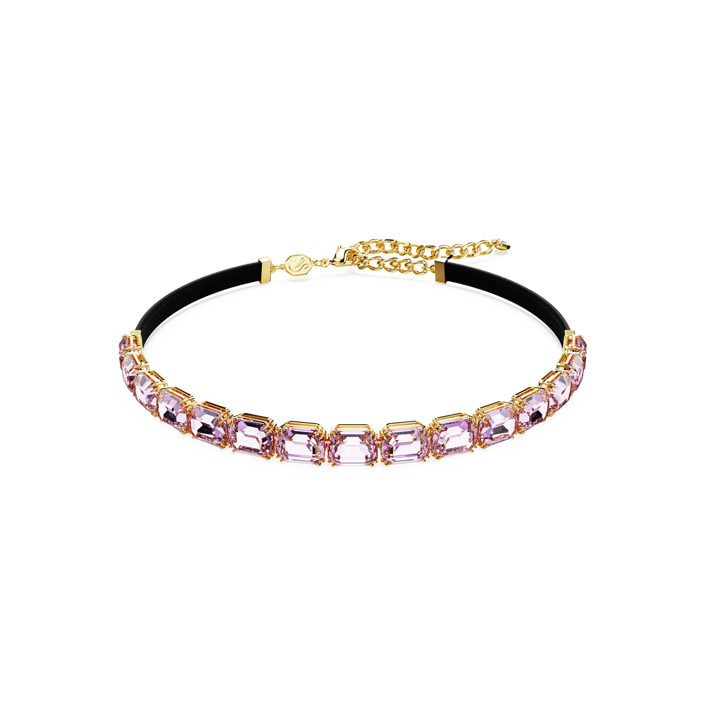 Swarovski Millenia Tennis choker, Octagon cut, Purple, Gold-tone plated