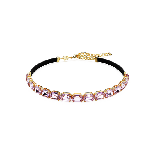 Swarovski Millenia Tennis choker, Octagon cut, Purple, Gold-tone plated