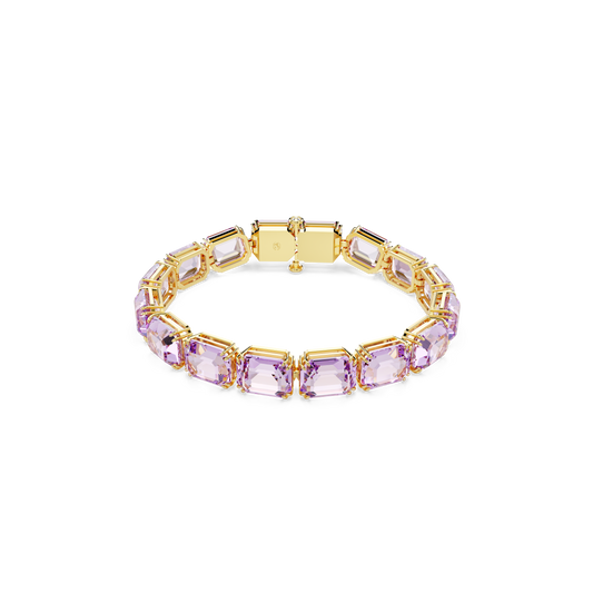 Swarovski Millenia Tennis bracelet, Octagon cut, Purple, Gold-tone plated