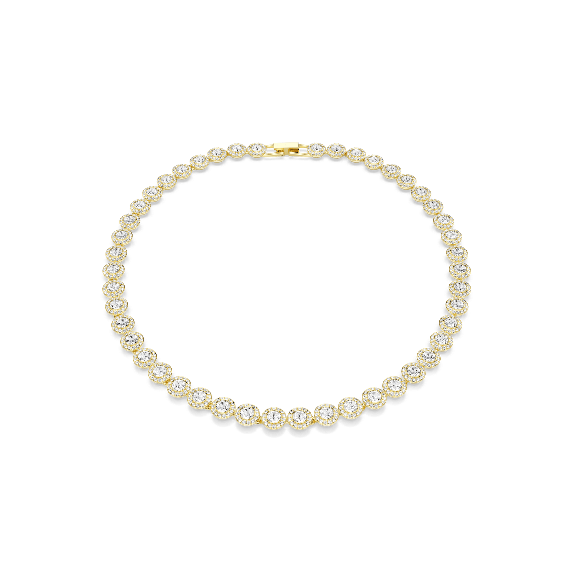 Una Angelic necklace, Round cut, White, 18K gold finish