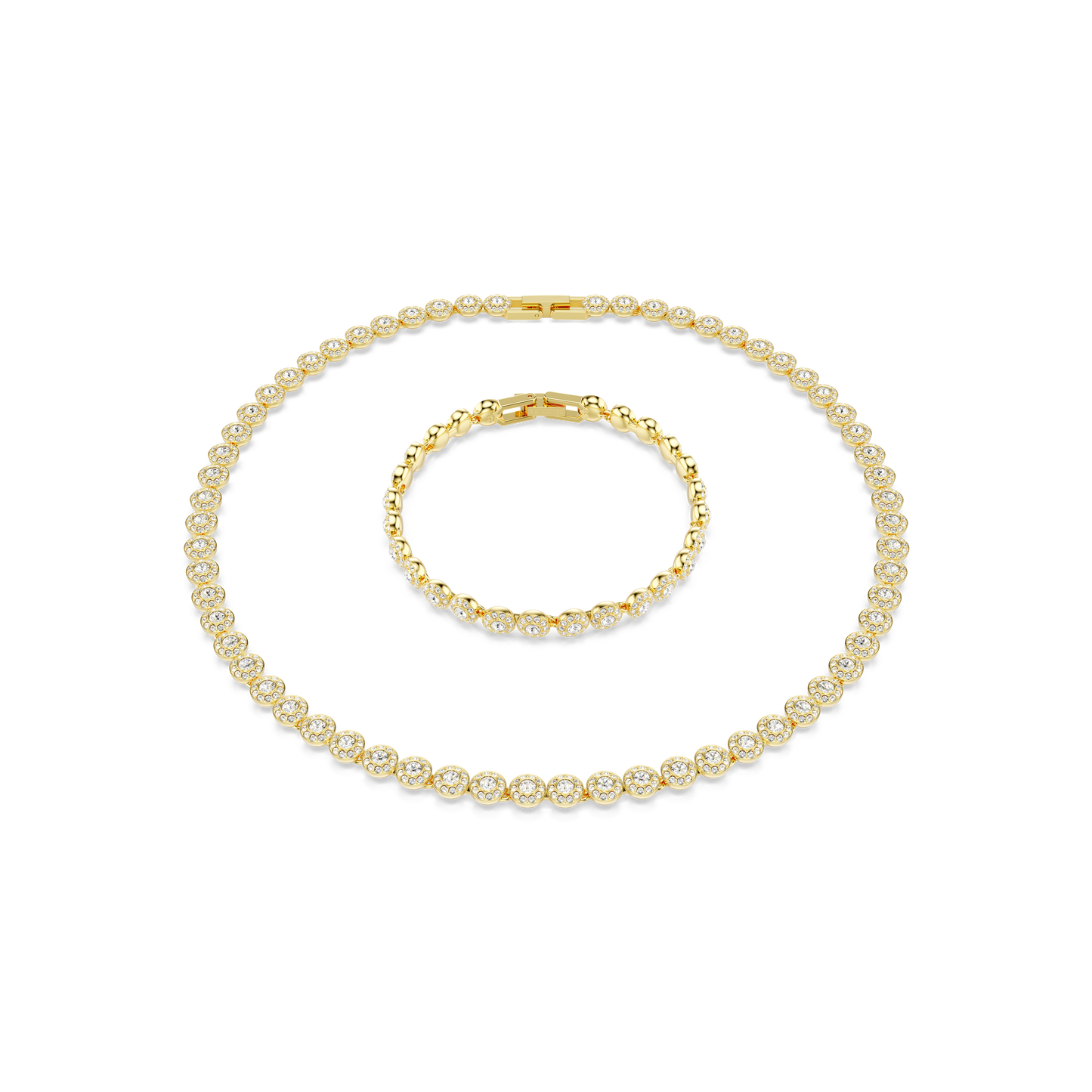 Swarovski Una Angelic set, Round cut, White, Gold-tone plated