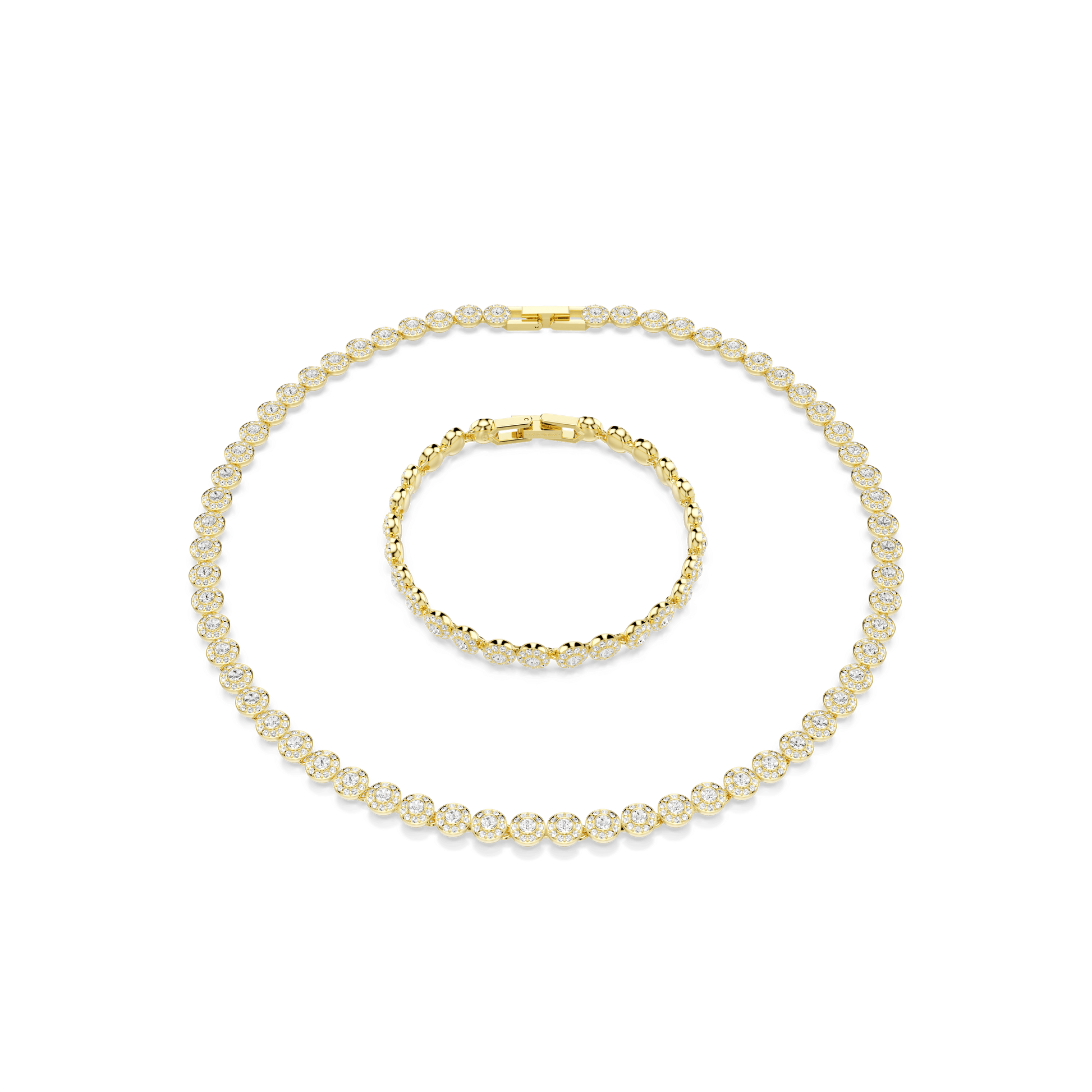 Una Angelic set, Round cut, White, 18K gold finish