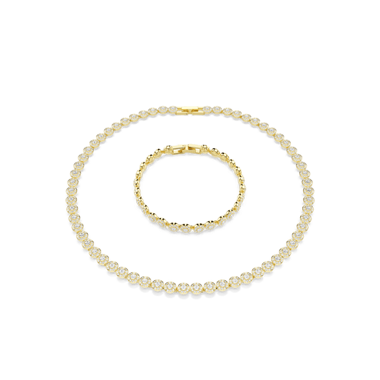 Una Angelic set, Round cut, White, 18K gold finish