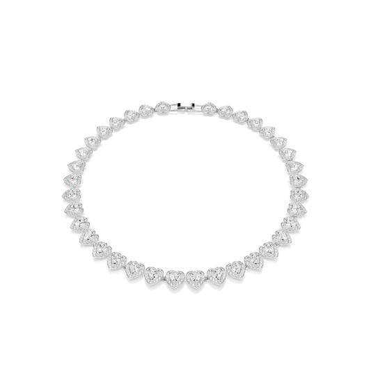 Swarovski Ariana Grande x Swarovski Tennis necklace, Mixed cuts, Heart, White, Rhodium plated