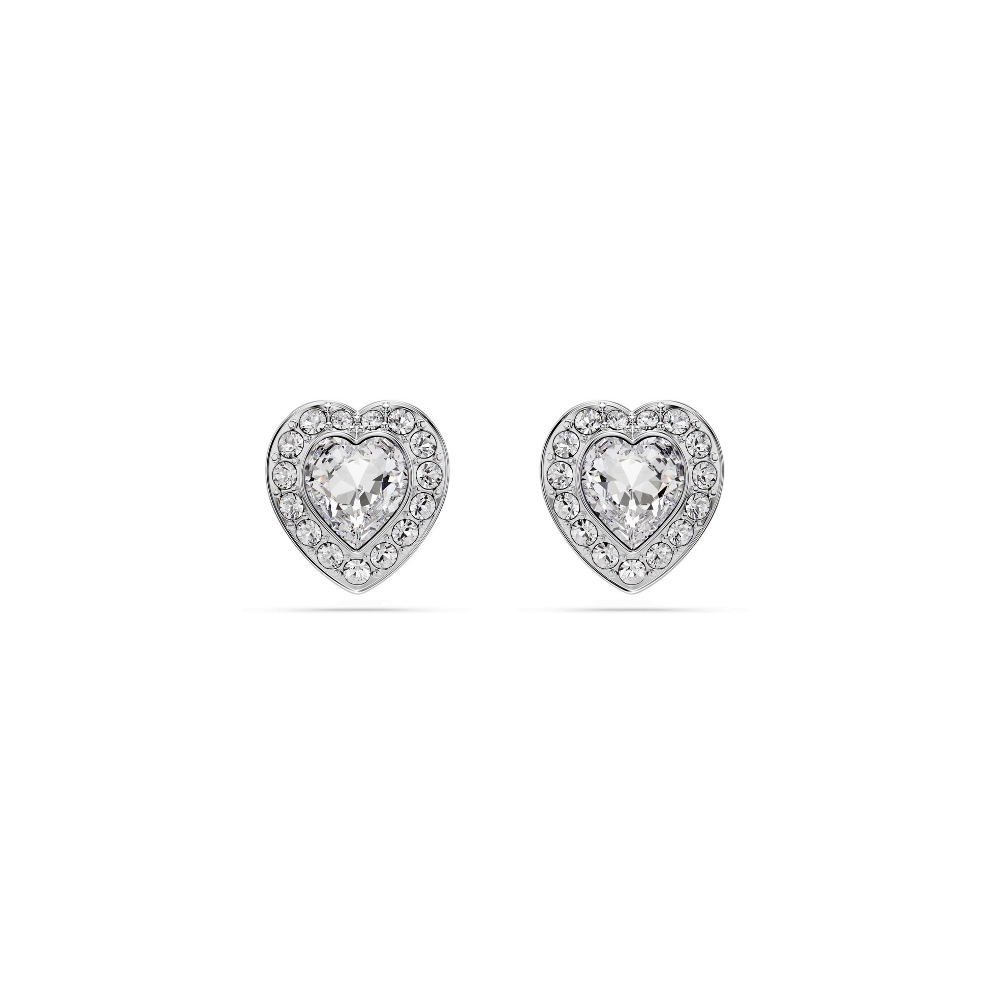 Ariana Grande x Swarovski stud earrings, Mixed cuts, Heart, White, Rhodium plated