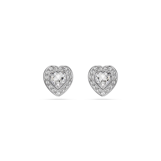 Ariana Grande x Swarovski stud earrings, Mixed cuts, Heart, White, Rhodium plated