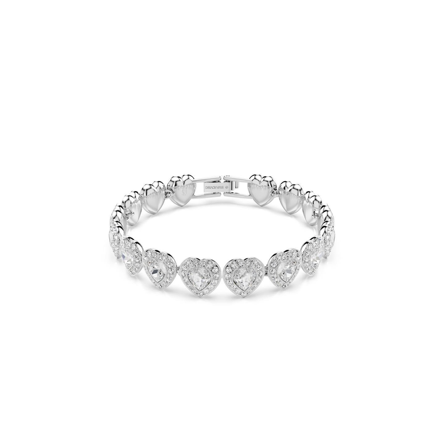 Swarovski Ariana Grande x Swarovski Tennis bracelet, Mixed cuts, Heart, White, Rhodium plated