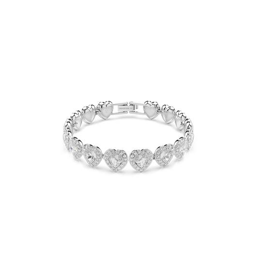 Swarovski Ariana Grande x Swarovski Tennis bracelet, Mixed cuts, Heart, White, Rhodium plated