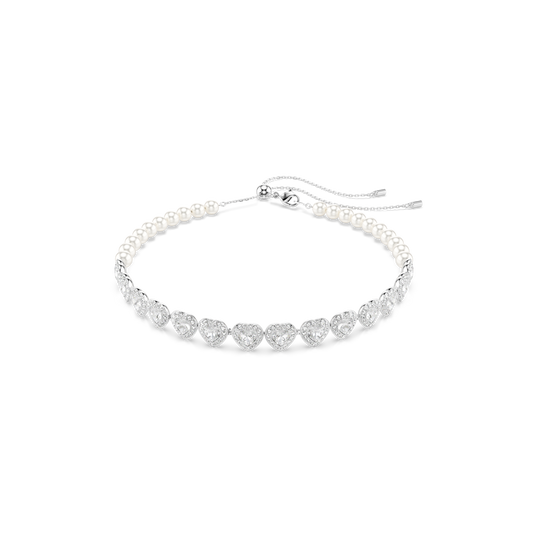 Swarovski Ariana Grande x Swarovski Tennis choker, Mixed cuts, Heart, White, Rhodium plated