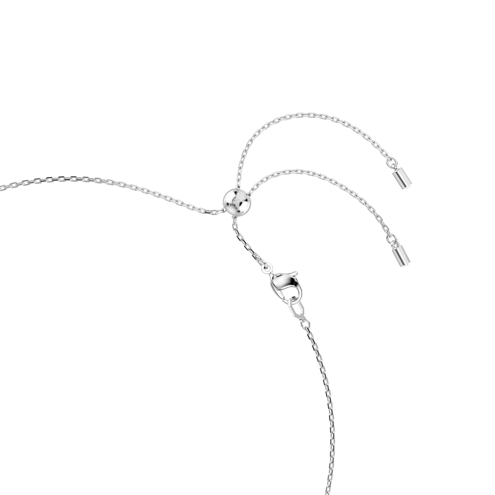 Constella necklace, Crystal pearl, Round cuts, White, Rhodium plated