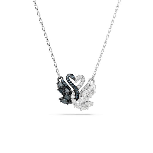 Swan pendant, Swan, Black, Mixed metal finish