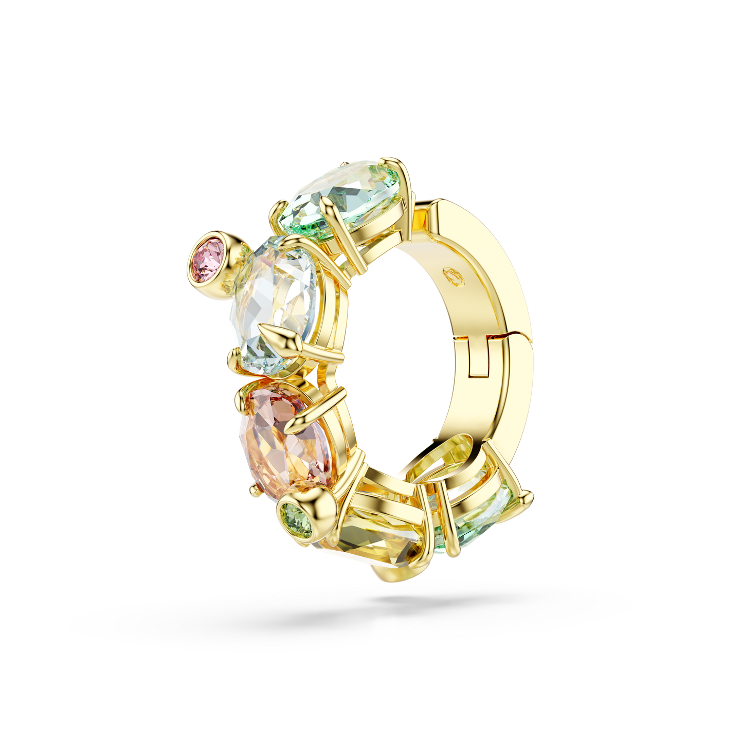 Swarovski Gema ear cuff, Single, Mixed cuts, Multicolored, Gold-tone plated