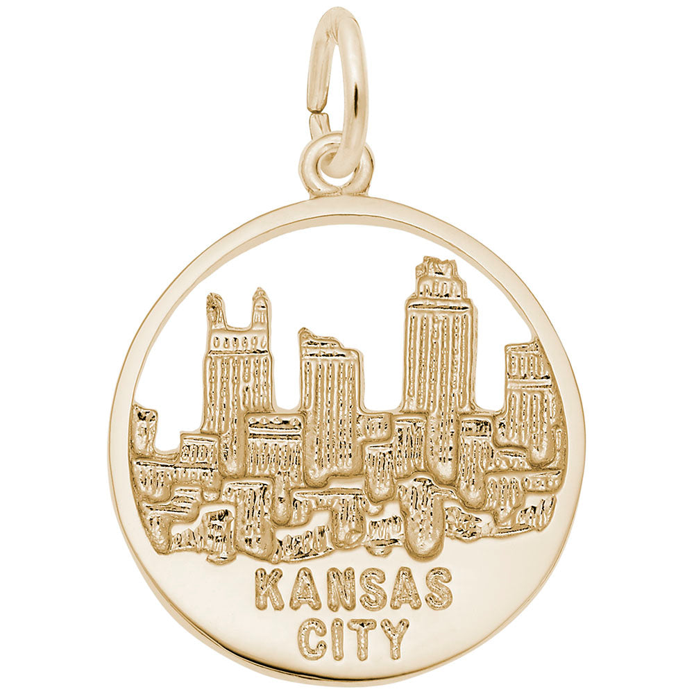 Kansas City Skyline Open Disc Charm - Travel Souvenir Jewelry 5721