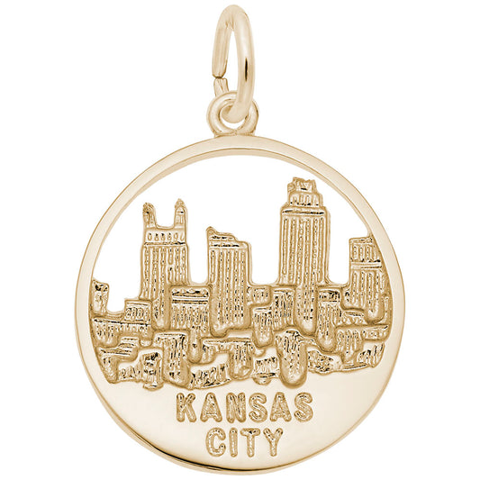 Kansas City Skyline Open Disc Charm - Travel Souvenir Jewelry 5721