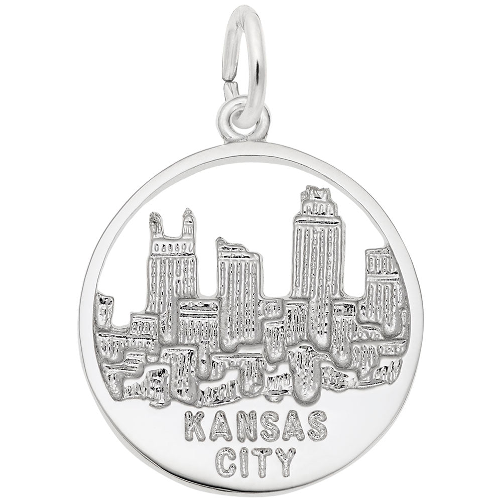 Kansas City Skyline Open Disc Charm - Travel Souvenir Jewelry 5721