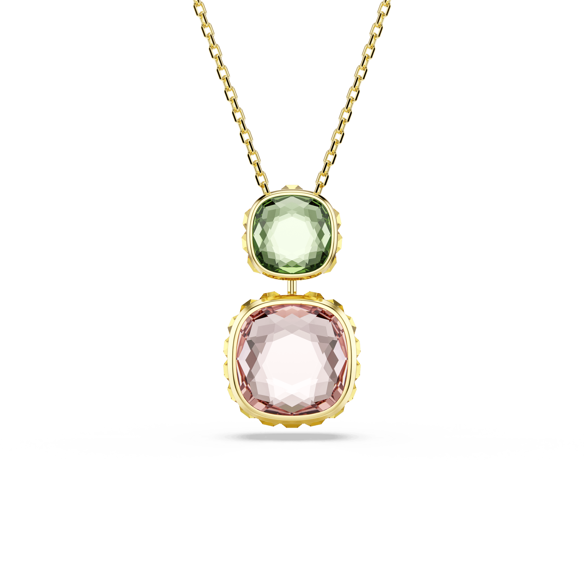 Chroma pendant, Cushion cut, Multicolored, 18K gold finish