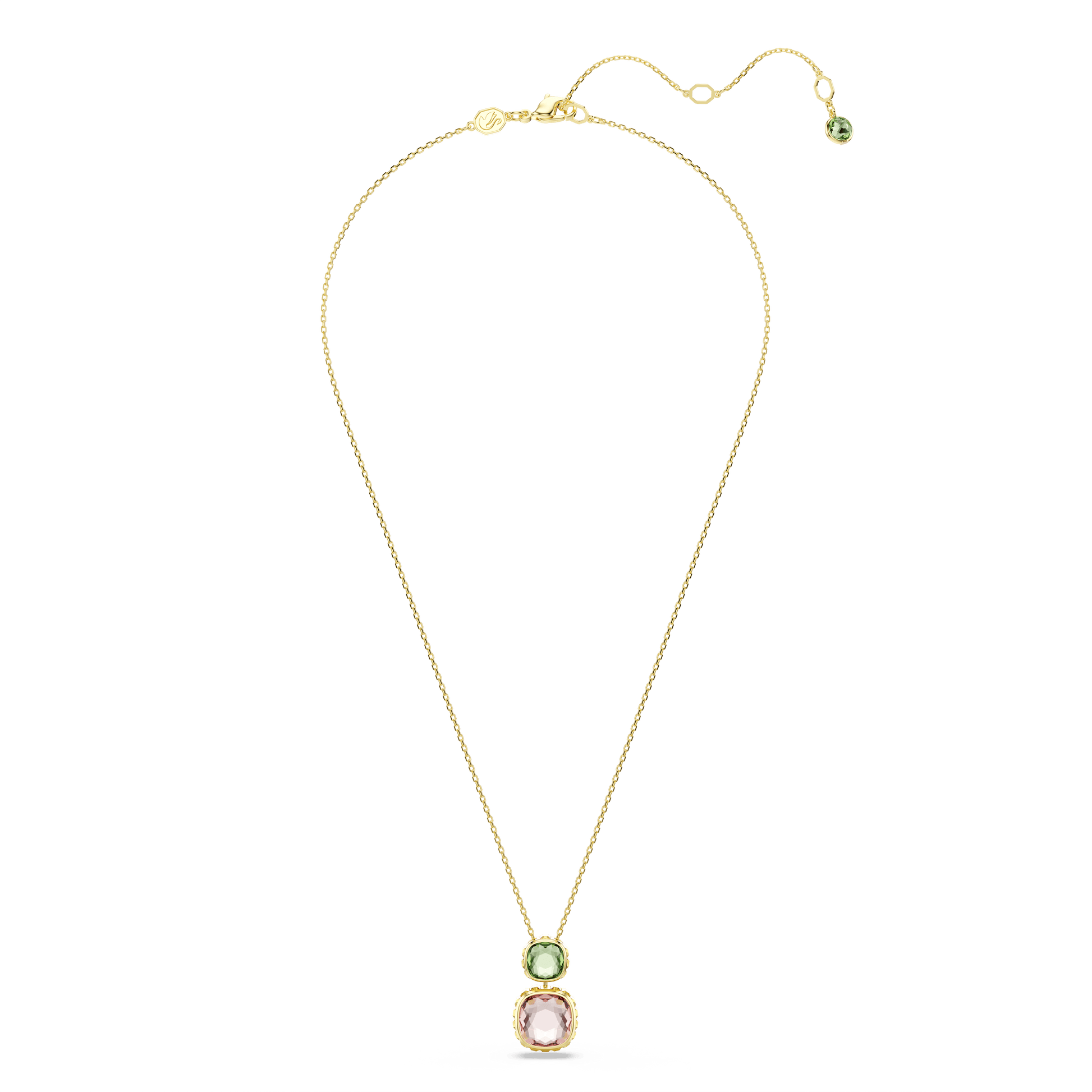 Chroma pendant, Cushion cut, Multicolored, 18K gold finish