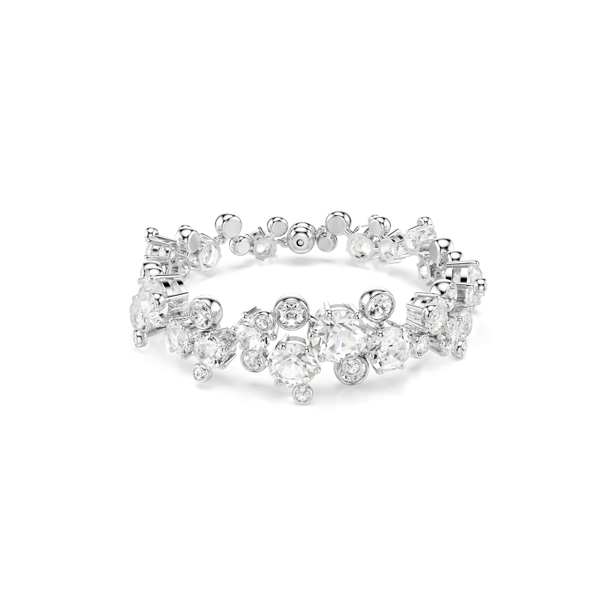 Constella bracelet, Mixed cuts, White, Rhodium plated