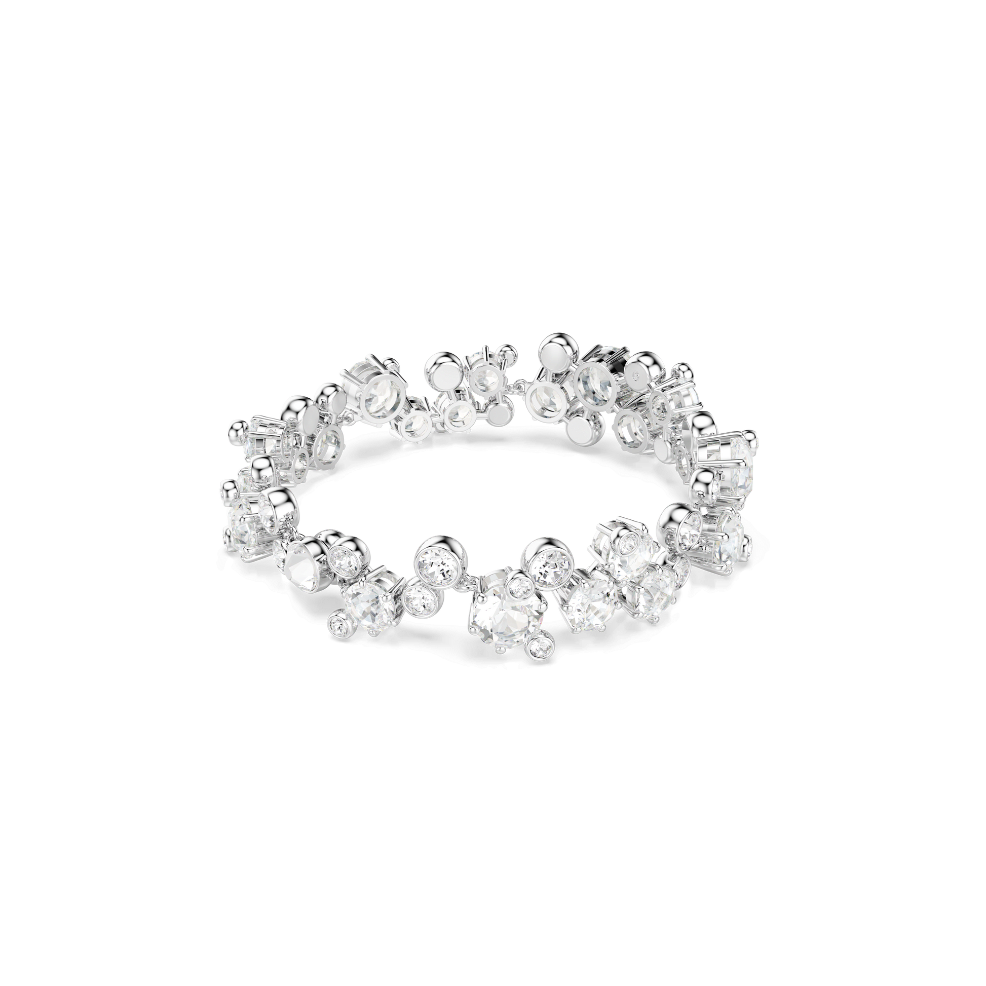 Constella bracelet, Mixed cuts, White, Rhodium plated