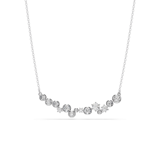 Constella necklace, Mixed cuts, White, Rhodium plated